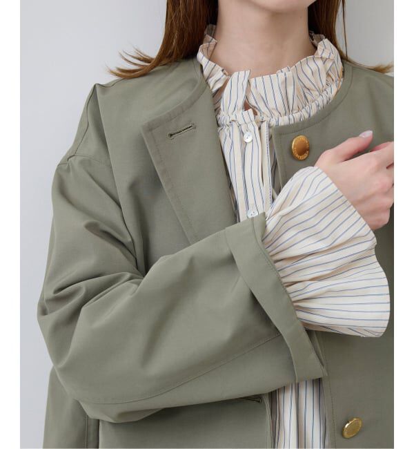 SLOBE IENA「《追加予約》タイプライターフリルブラウス」|シャツ・ブラウス|ベージュ