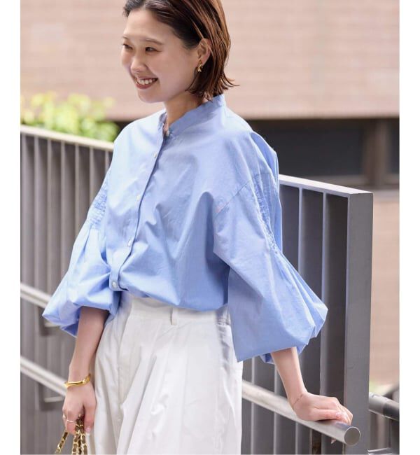 SLOBE IENA「《WEB限定/追加2予約》ピンタックバルーンスリーブブラウス」|シャツ・ブラウス|ブルー A