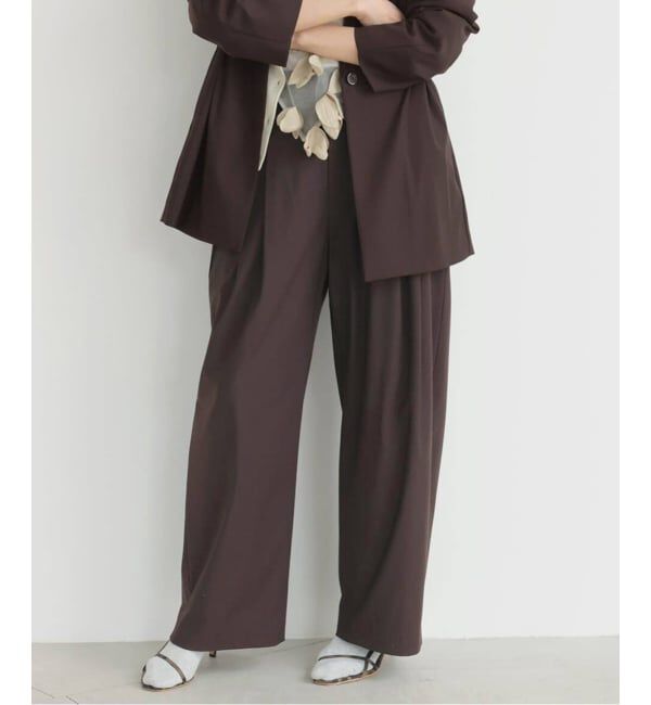 IENA「《セットアップ対応可》エアリーライトコクーンパンツ」|スラックス|ブラウン