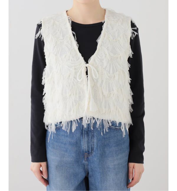 SLOBE IENA「フリンジボディベスト」|ベスト・ジレ|ホワイト