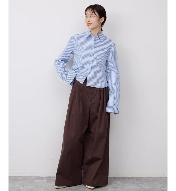 SLOBE IENA「GREEN BUTTER/グリーンバター Stripe Cotton Shirt」|シャツ・ブラウス|