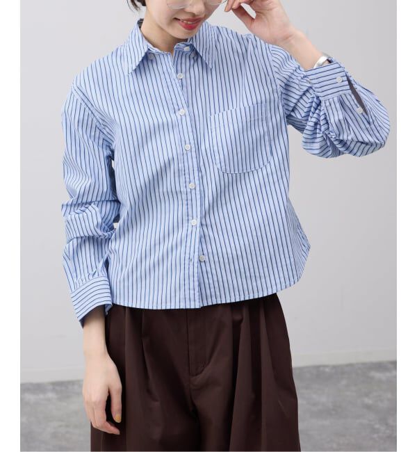 SLOBE IENA「GREEN BUTTER/グリーンバター Stripe Cotton Shirt」|シャツ・ブラウス|