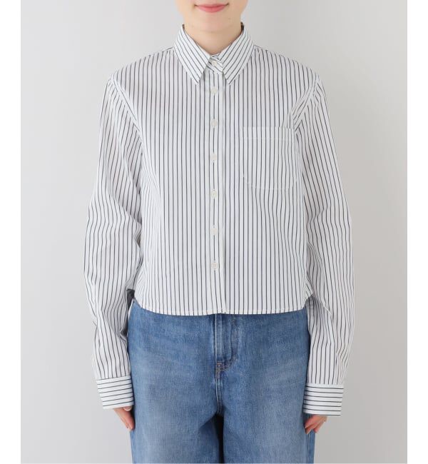 SLOBE IENA「GREEN BUTTER/グリーンバター Stripe Cotton Shirt」|シャツ・ブラウス|