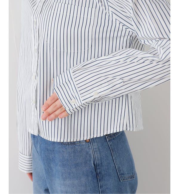 SLOBE IENA「GREEN BUTTER/グリーンバター Stripe Cotton Shirt」|シャツ・ブラウス|