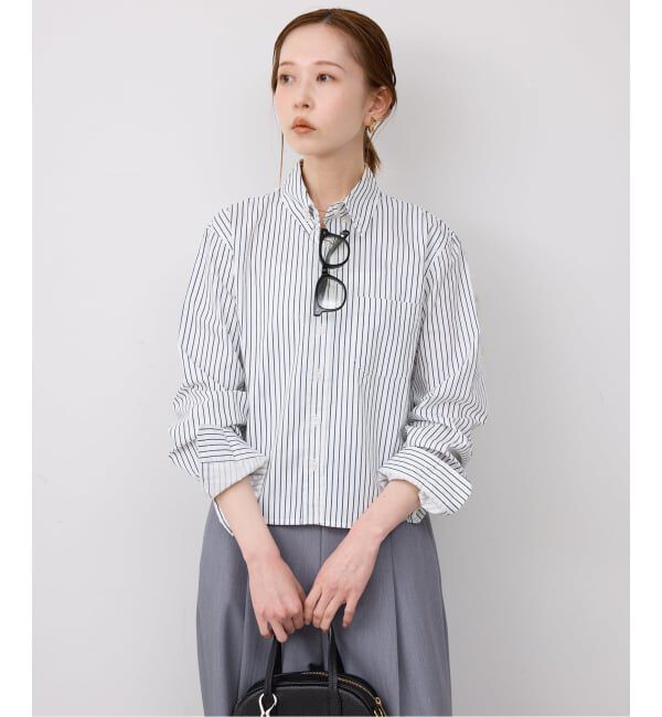 SLOBE IENA「GREEN BUTTER/グリーンバター Stripe Cotton Shirt」|シャツ・ブラウス|