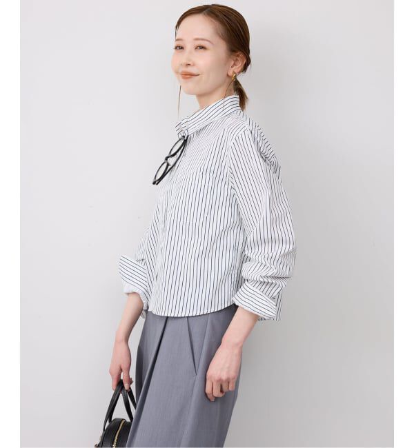 SLOBE IENA「GREEN BUTTER/グリーンバター Stripe Cotton Shirt」|シャツ・ブラウス|