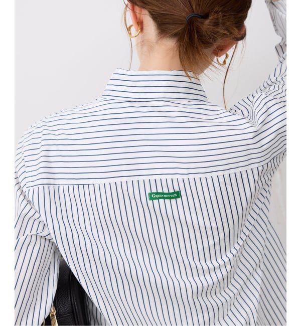 SLOBE IENA「GREEN BUTTER/グリーンバター Stripe Cotton Shirt」|シャツ・ブラウス|