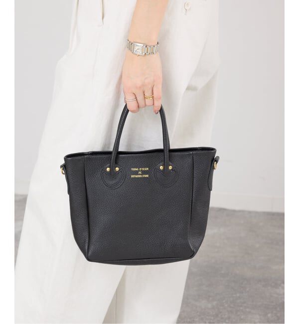 IENA「《WEB限定予約》YOUNG&OLSEN EMBOSSED LEATHER D TOTE S バッグ YO2601-GD003」|トートバッグ|ブラック