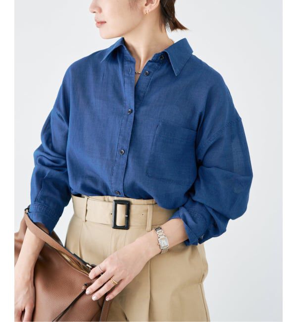 IENA「《予約》シアーデニムシャツ」|シャツ・ブラウス|ブルー A