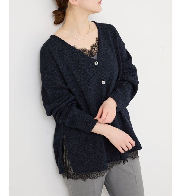 IENA「《予約》ミックスヤーン  2WAY Vカーディガン」|カーディガン|