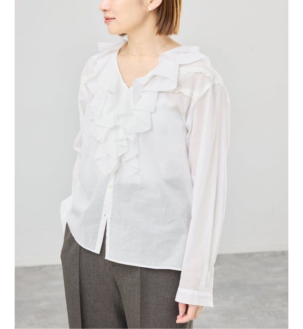 IENA「《予約》レーストリムフリルブラウス」|シャツ・ブラウス|