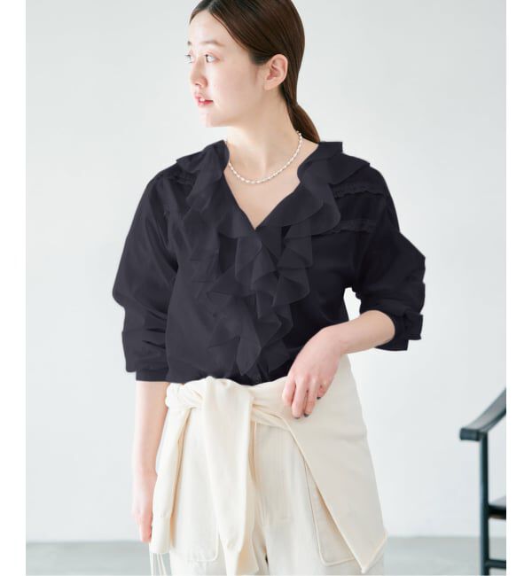 IENA「《予約》レーストリムフリルブラウス」|シャツ・ブラウス|