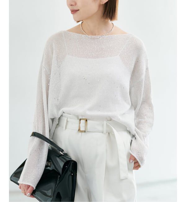 IENA「《予約》ウォッシャブル スパークルコットンプルオーバー」|ニット・セーター|