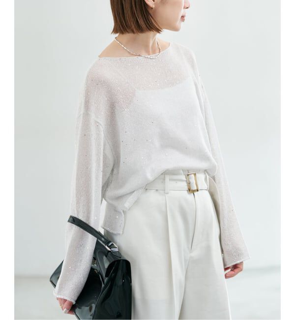 IENA「《予約》ウォッシャブル スパークルコットンプルオーバー」|ニット・セーター|
