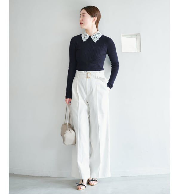 IENA「《予約》レース襟 RIBホールガーメントプルオーバー」|ニット・セーター|