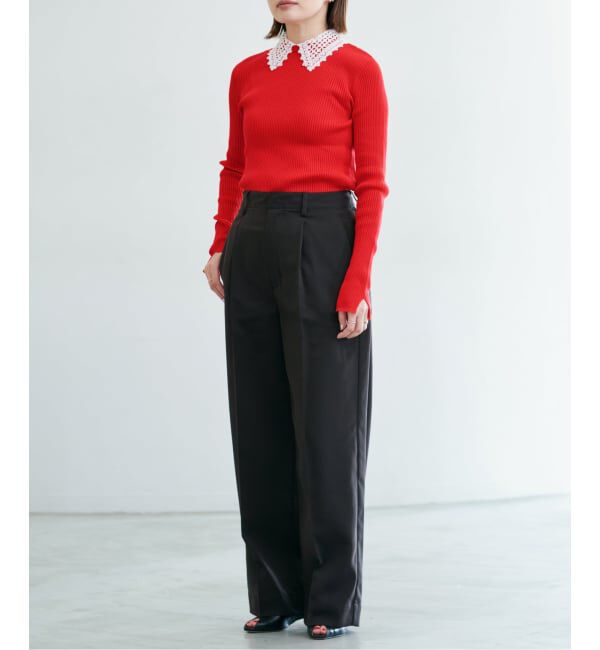 IENA「《予約》レース襟 RIBホールガーメントプルオーバー」|ニット・セーター|