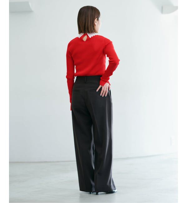 IENA「《予約》レース襟 RIBホールガーメントプルオーバー」|ニット・セーター|