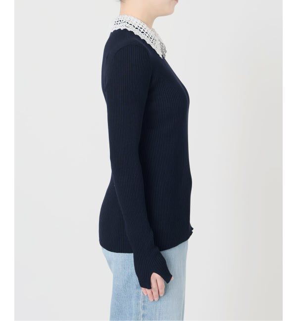 IENA「《予約》レース襟 RIBホールガーメントプルオーバー」|ニット・セーター|