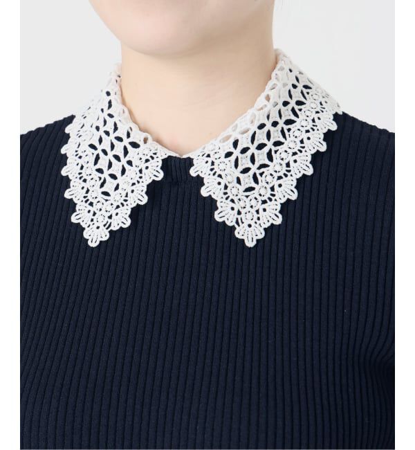 IENA「《予約》レース襟 RIBホールガーメントプルオーバー」|ニット・セーター|
