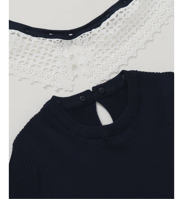 IENA「《予約》レース襟 RIBホールガーメントプルオーバー」|ニット・セーター|