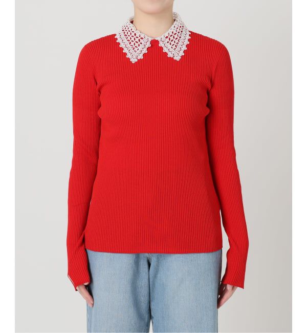 IENA「《予約》レース襟 RIBホールガーメントプルオーバー」|ニット・セーター|