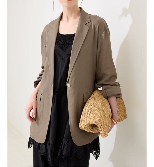 SLOBE IENA「《36.38サイズ展開/予約》リネンレーヨンシングルテーラードジャケット」|テーラードジャケット|