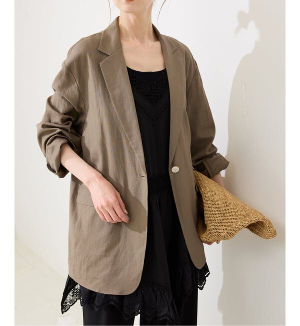 SLOBE IENA「《36.38サイズ展開/予約》リネンレーヨンシングルテーラードジャケット」|テーラードジャケット|