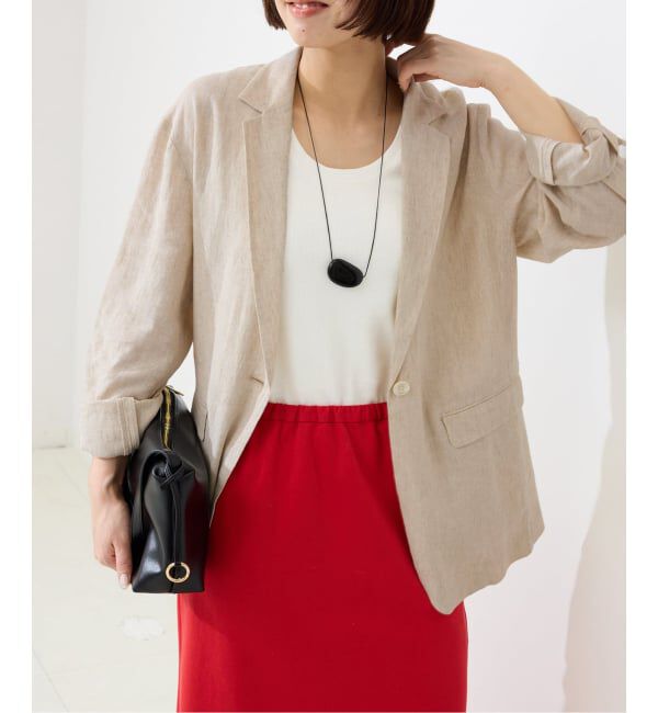 SLOBE IENA「《36.38サイズ展開/予約》リネンレーヨンシングルテーラードジャケット」|テーラードジャケット|ベージュ
