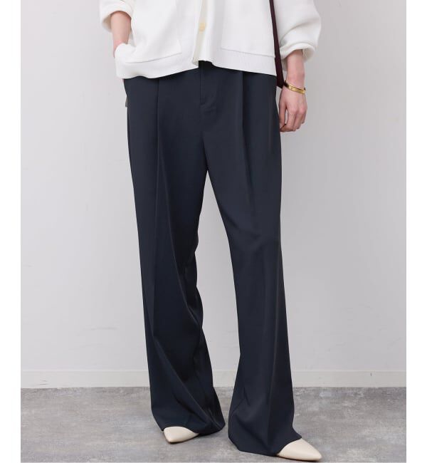 SLOBE IENA「イージーワイドパンツ」|スラックス|ネイビー