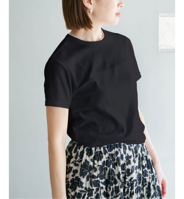 IENA「《追加2予約》ATON/エイトン 別注 SUVIN FRAISE ショートスリーブ Tシャツ」|Tシャツ・カットソー|ブラック