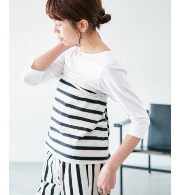 IENA「《追加2予約》ATON/エイトン 別注 SUVIN FRAISE ボートネック Tシャツ」|Tシャツ・カットソー|