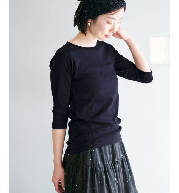 IENA「《追加2予約》ATON/エイトン 別注 SUVIN FRAISE ボートネック Tシャツ」|Tシャツ・カットソー|