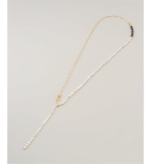 IENA「EO/イオ PEARL&PC CHAIN NECKLACE WITH ONYX ネックレス BO26SS-08」|ネックレス|
