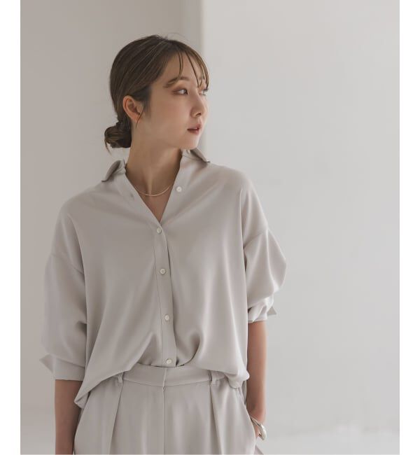 NOBLE「《セットアップ対応》ルナサテンドレープシャツ」|シャツ・ブラウス|