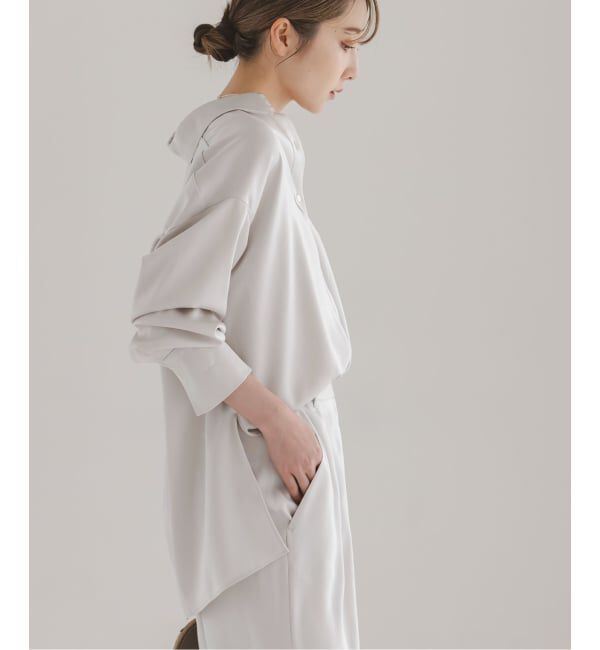 NOBLE「《セットアップ対応》ルナサテンドレープシャツ」|シャツ・ブラウス|
