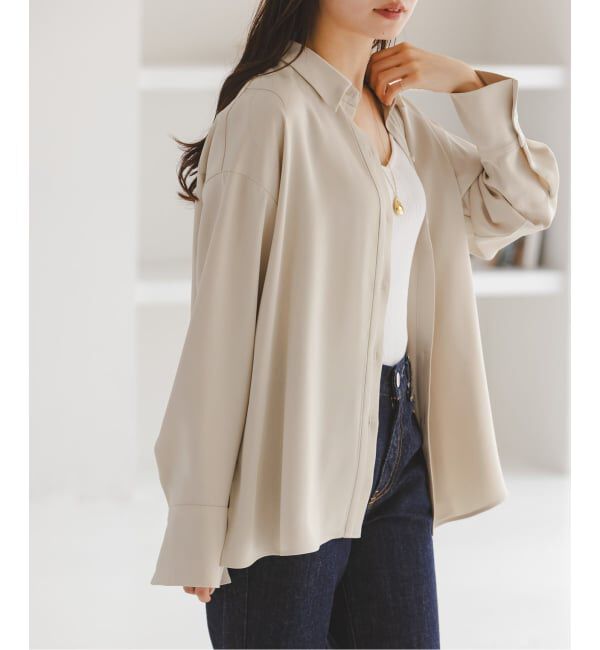 NOBLE「《セットアップ対応》ルナサテンドレープシャツ」|シャツ・ブラウス|