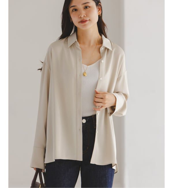 NOBLE「《セットアップ対応》ルナサテンドレープシャツ」|シャツ・ブラウス|