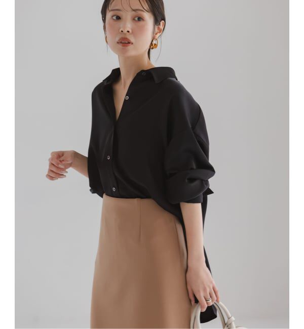 NOBLE「《セットアップ対応》ルナサテンドレープシャツ」|シャツ・ブラウス|