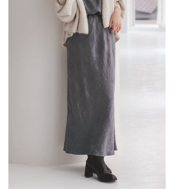 NOBLE「《セットアップ対応》リンクルサテンナローAラインスカート」|スカート|グレー