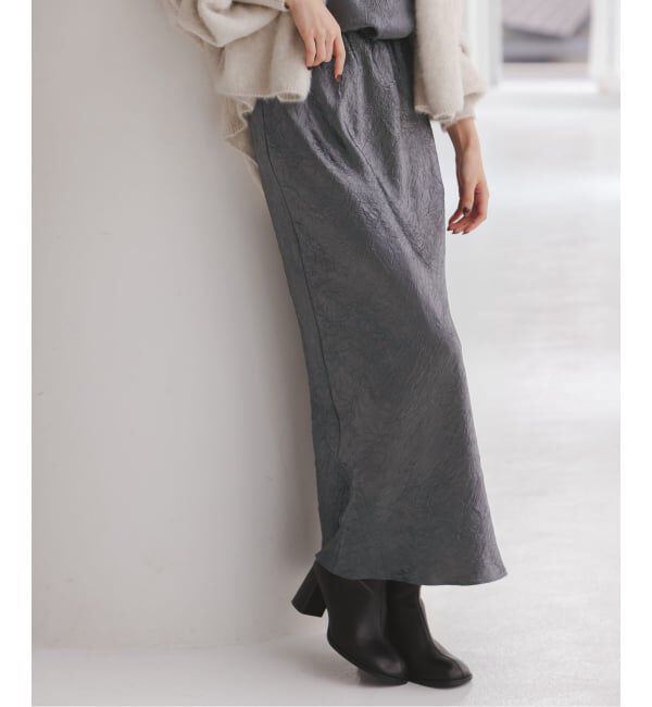 NOBLE「《セットアップ対応》リンクルサテンナローAラインスカート」|スカート|