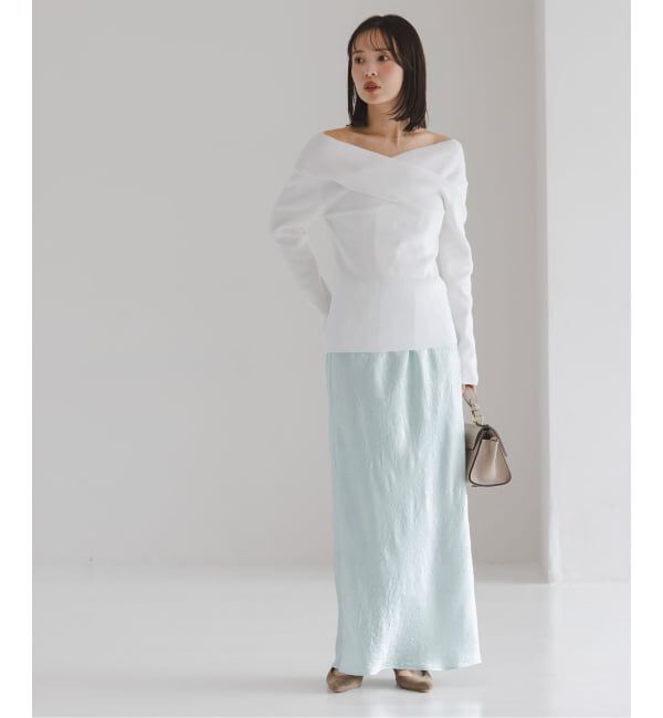 NOBLE「《セットアップ対応》リンクルサテンナローAラインスカート」|スカート|