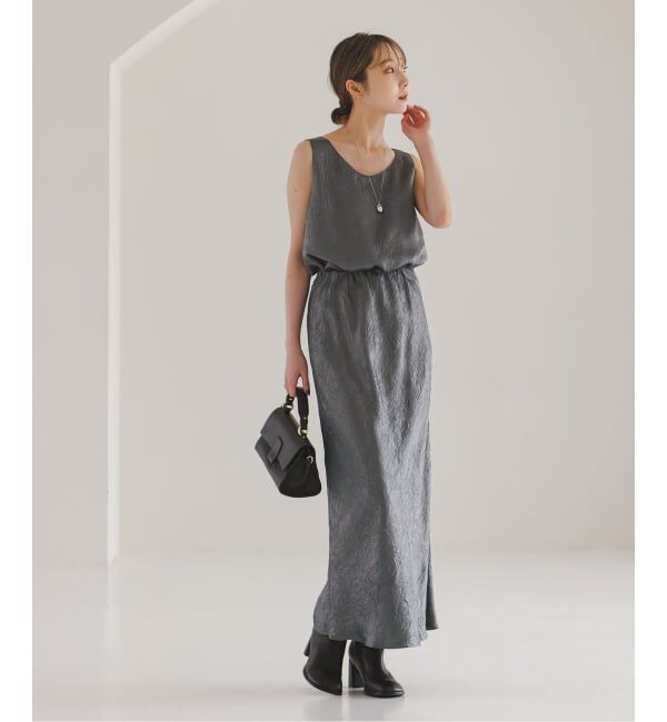 NOBLE「《セットアップ対応》リンクルサテンナローAラインスカート」|スカート|