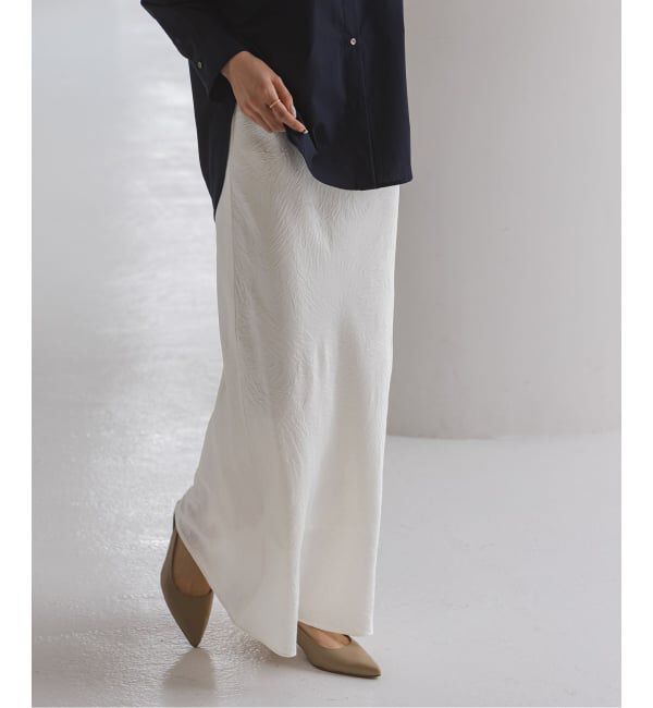 NOBLE「《セットアップ対応》リンクルサテンナローAラインスカート」|スカート|ホワイト