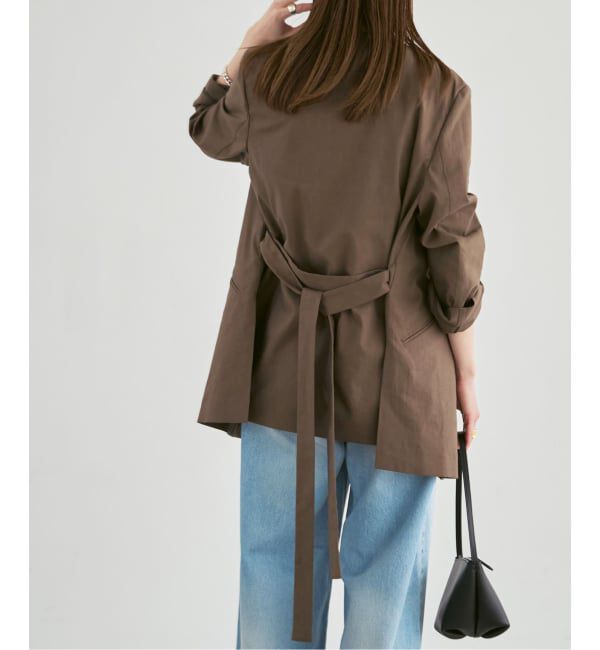 NOBLE「《予約》麻ストレッチVカラージャケット」|ノーカラージャケット|