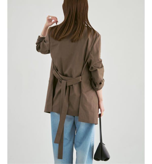 NOBLE「《予約》麻ストレッチVカラージャケット」|ノーカラージャケット|