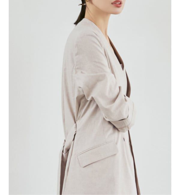 NOBLE「《予約》麻ストレッチVカラージャケット」|ノーカラージャケット|