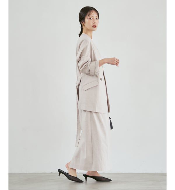 NOBLE「《予約》麻ストレッチVカラージャケット」|ノーカラージャケット|