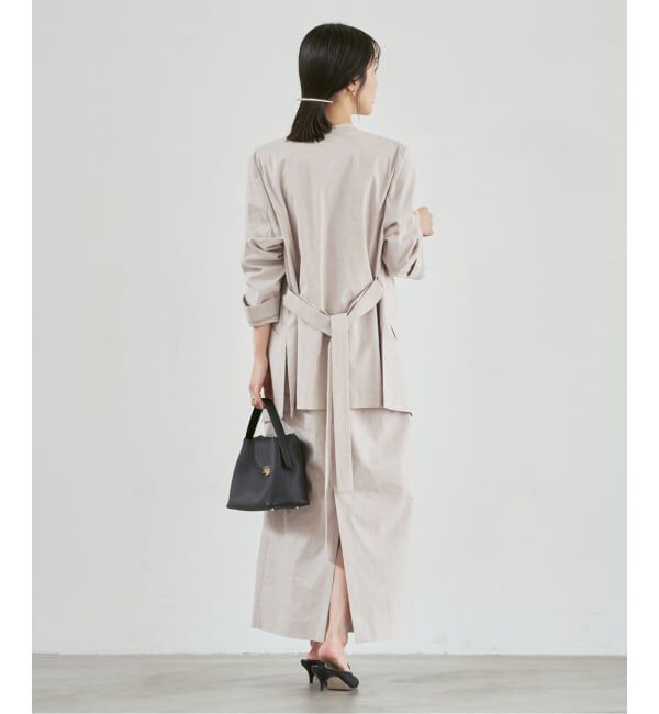 NOBLE「《予約》麻ストレッチVカラージャケット」|ノーカラージャケット|