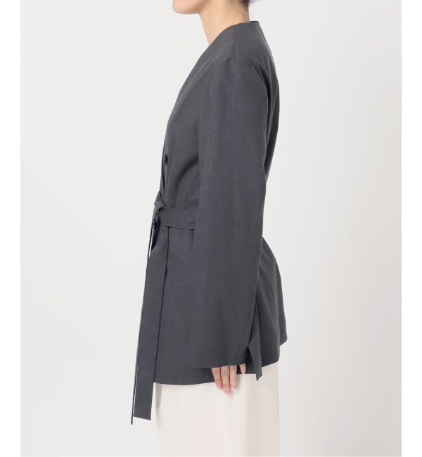 NOBLE「《予約》麻ストレッチVカラージャケット」|ノーカラージャケット|