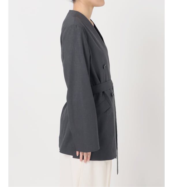 NOBLE「《予約》麻ストレッチVカラージャケット」|ノーカラージャケット|